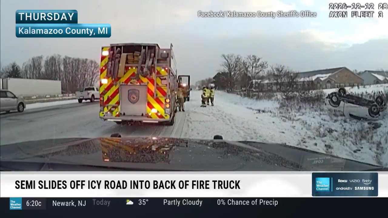 Fire Engine Struck by Truck on Icy Roads in Kalamazoo County, Michigan