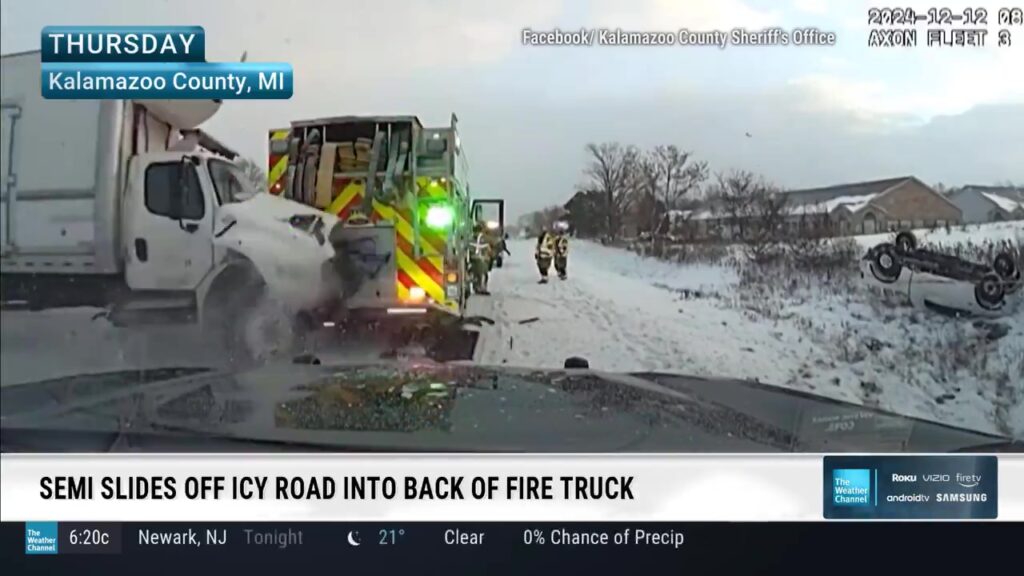 Fire Engine Struck by Truck on Icy Roads in Kalamazoo County, Michigan 2