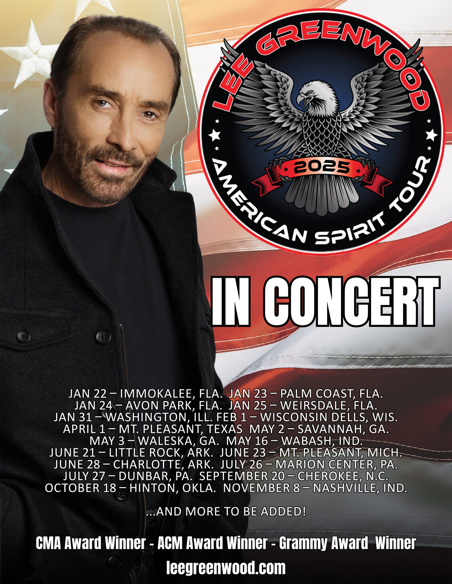 Lee Greenwood's American Spirit Tour Coming to Indiana Twice in 2025