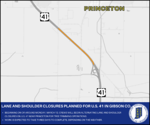 2025 03 11 Lane and shoulder closures planned for U.S. 41 in Gibson County