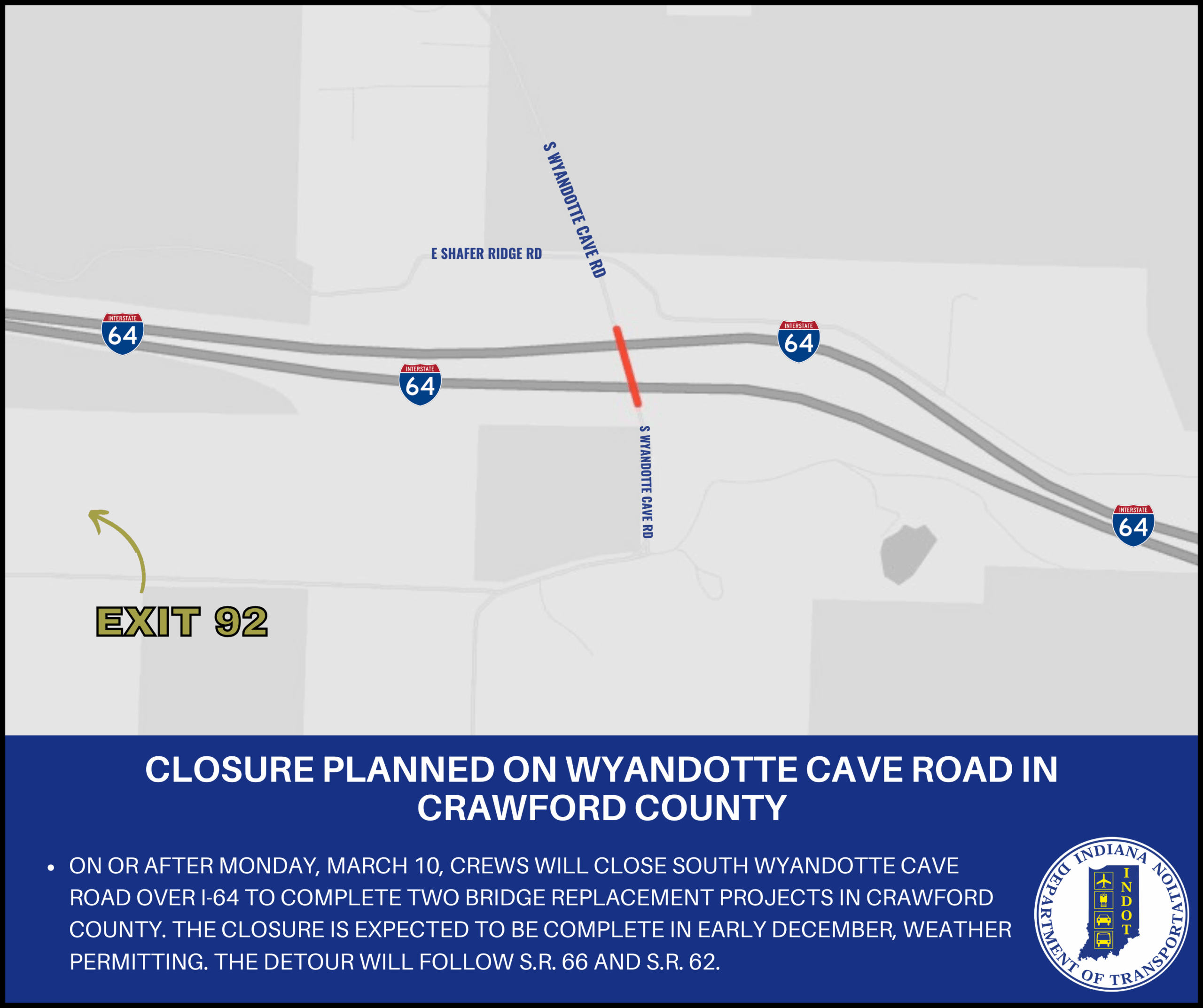 Closure planned on South Wyandotte Cave Road in Crawford County