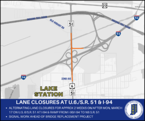 2025 03 11 Lane closures planned for U.S. 6 S.R. 51 at I 94