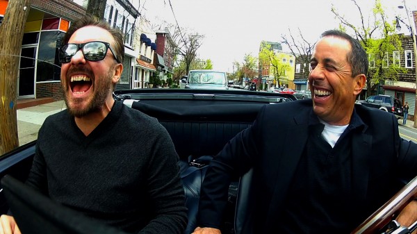 Ricky Gervais and Jerry Seinfeld in "Comedians in Cars Getting Coffee." (PRNewsFoto/Crackle, Inc.)